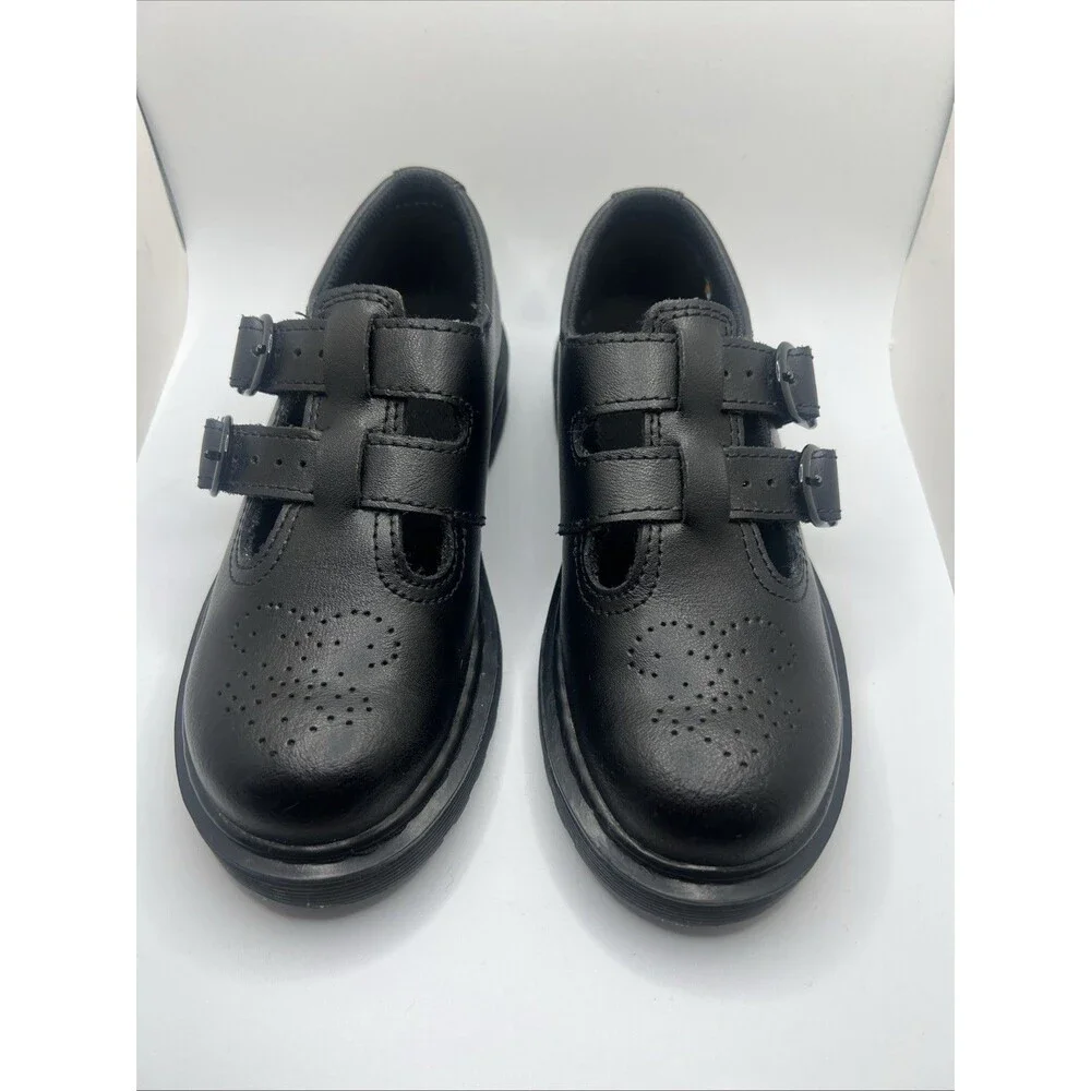 Dr. Martens 8065 Black Smooth Leather Mary Jane Shoes•Girls Size 1 (Big Kid) EUC